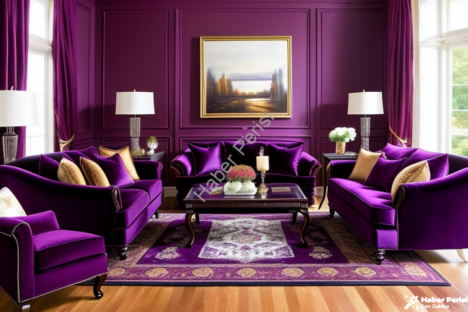 mürdüm oturma odası dekorasyonu