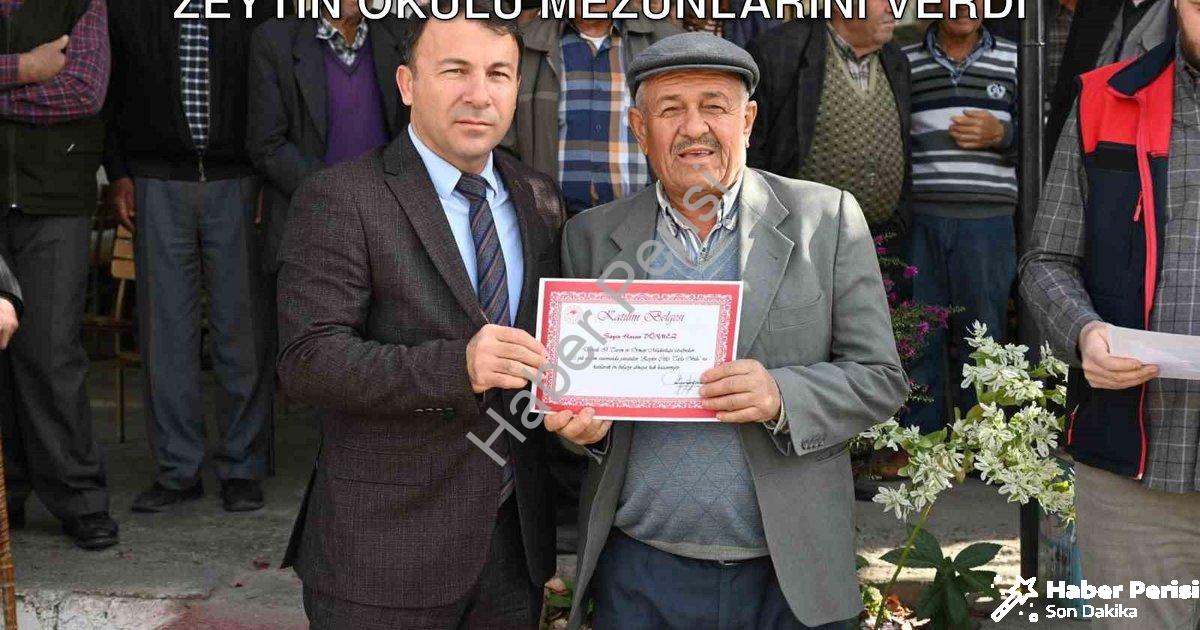 "Denizli Tavas'ta Bilinçli Tarım Hamlesi: Zeytin Okulu Mezunlarını Verdi" başlıklı haber için fotore