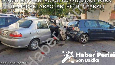 Aydın’da Freni Boşalan Otomobil Park Halindeki Araçları Biçti: 1 Yaralı