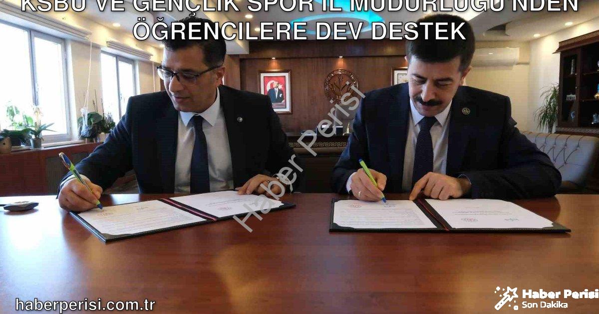 "KSBÜ ve Gençlik Spor İl Müdürlüğü'nden Öğrencilere Dev Destek" başlıklı haber için fotorealistik, p